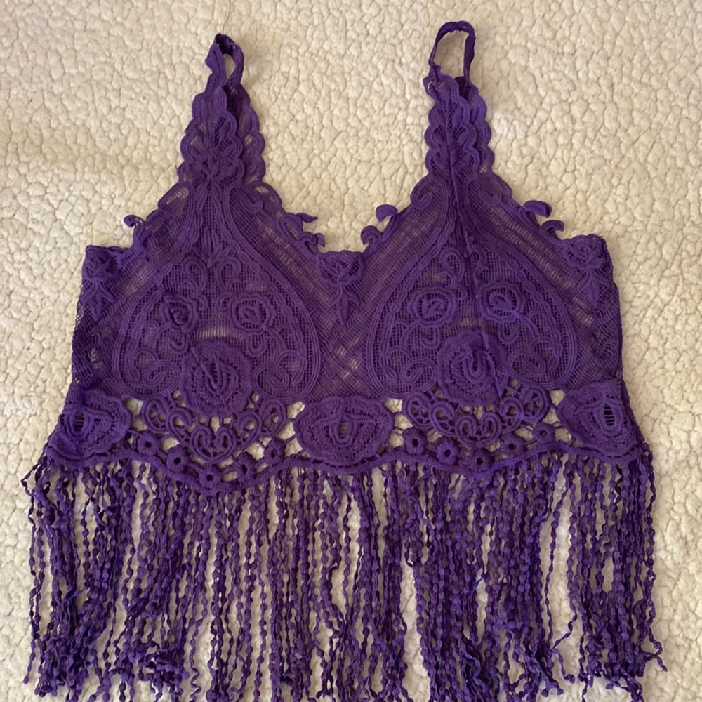 Purple knitted crop top